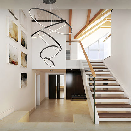 Tiered Ring Chandelier for Foyer and High Ceiling