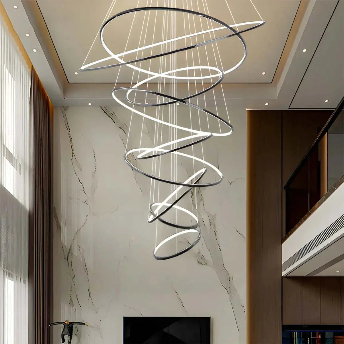 Tiered Ring Chandelier for Foyer and High Ceiling