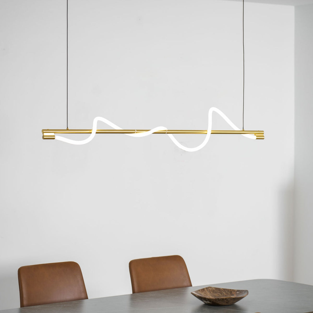 Linear Wave Pendant Light for Kitchen Island