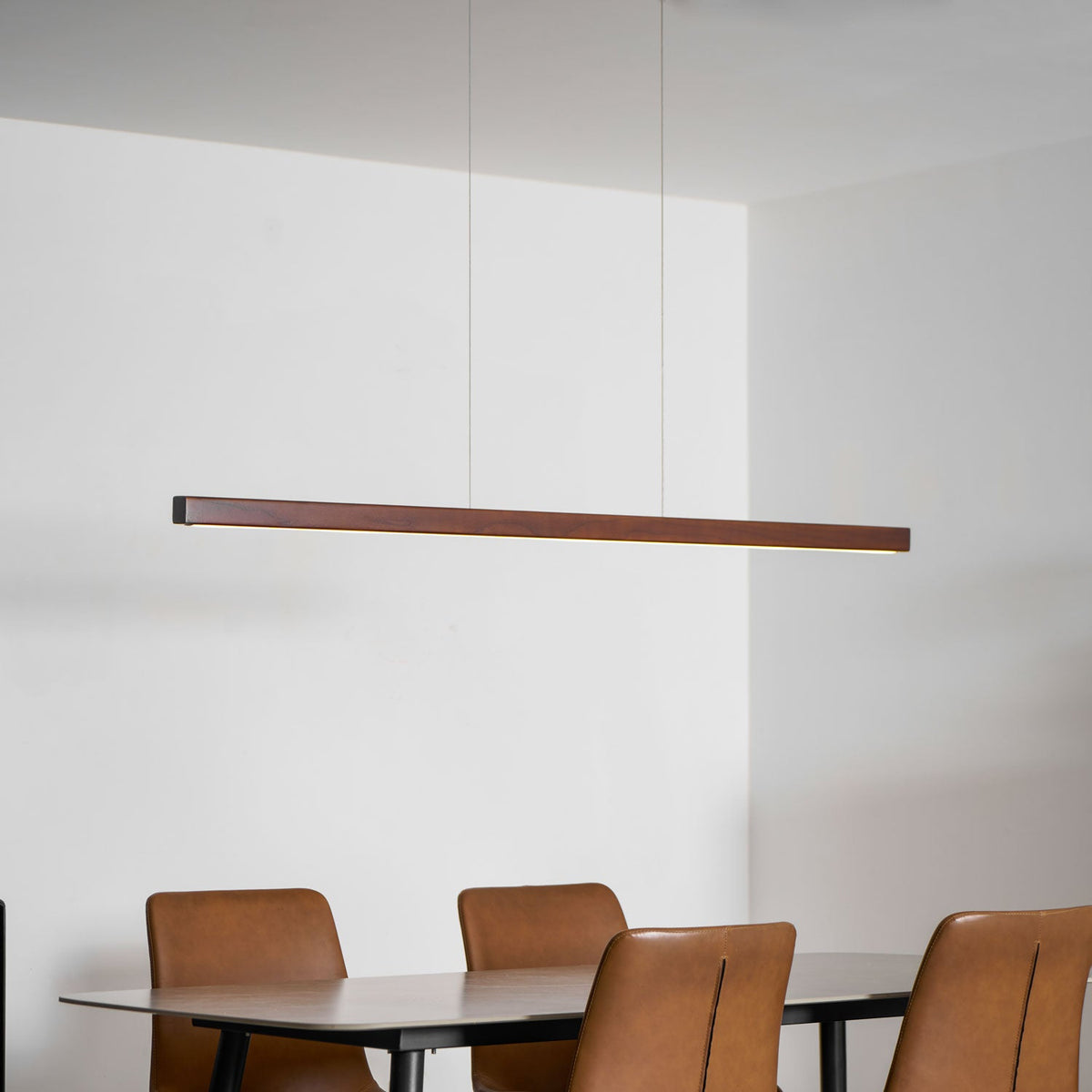 Linear Wood Pendant Light for Kitchen Island