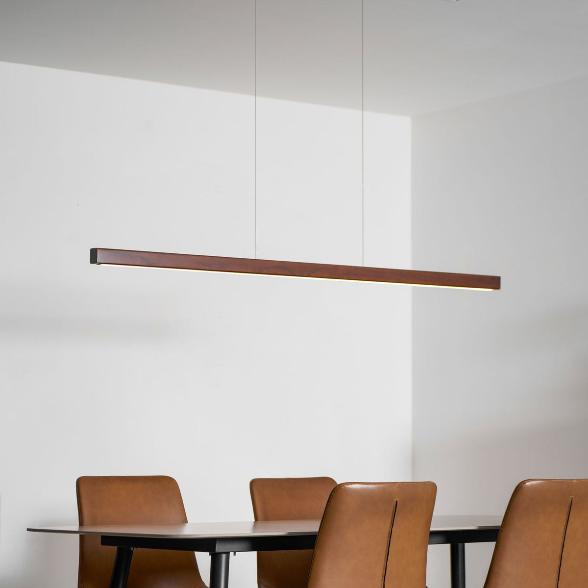 Linear Wood Pendant Light for Kitchen Island