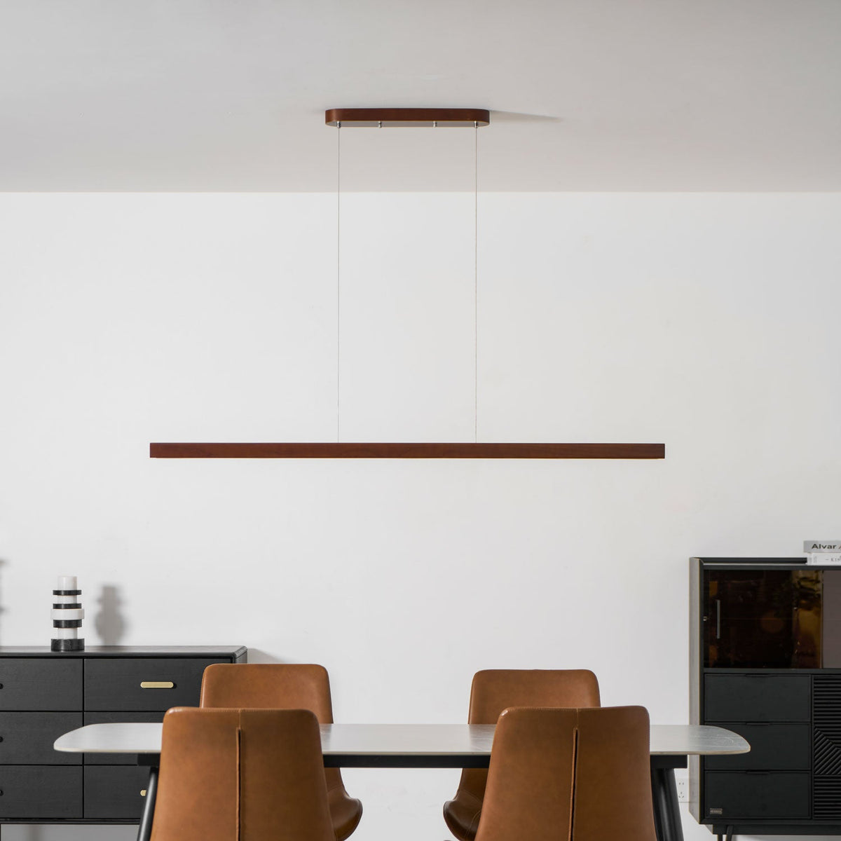 Linear Wood Pendant Light for Kitchen Island