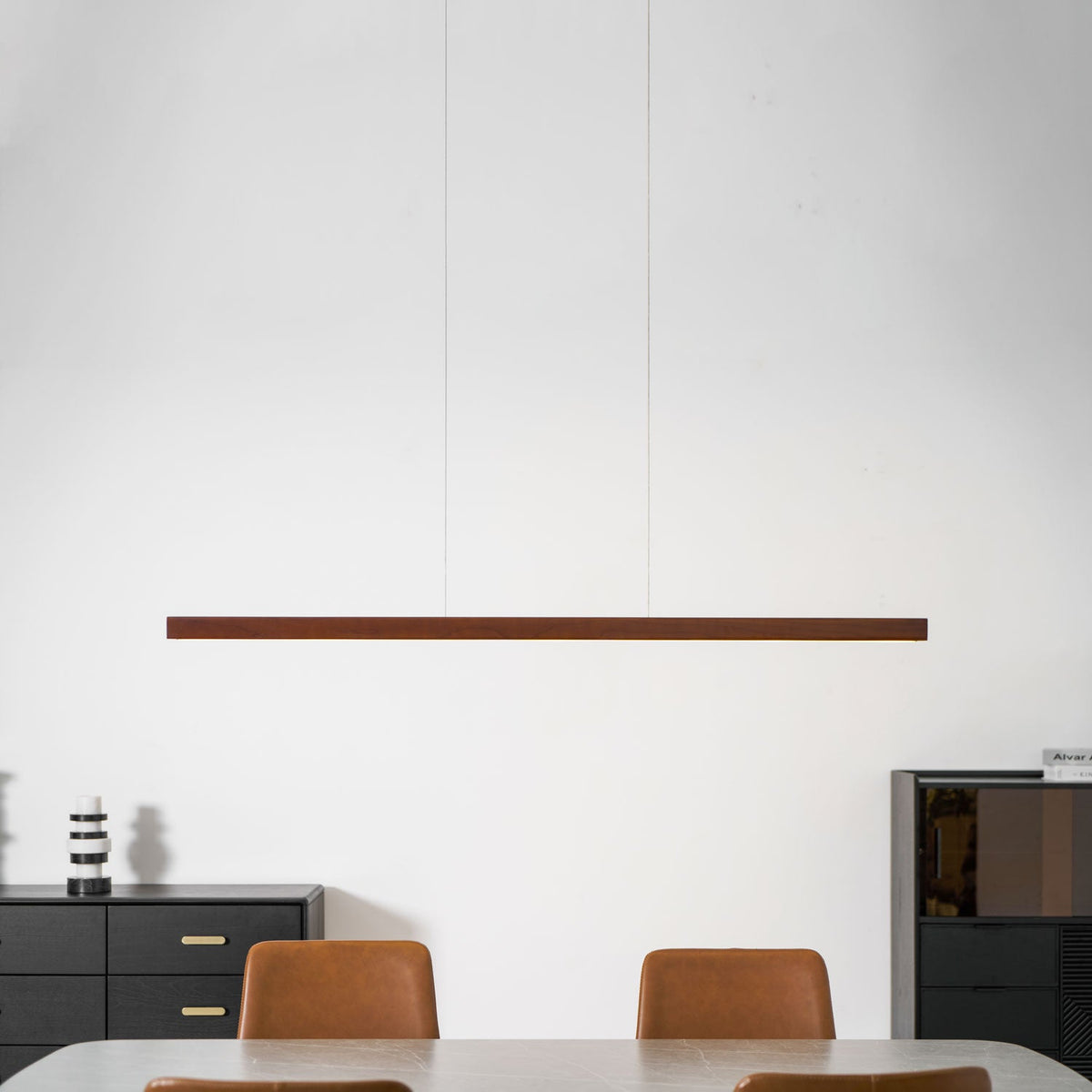 Linear Wood Pendant Light for Kitchen Island