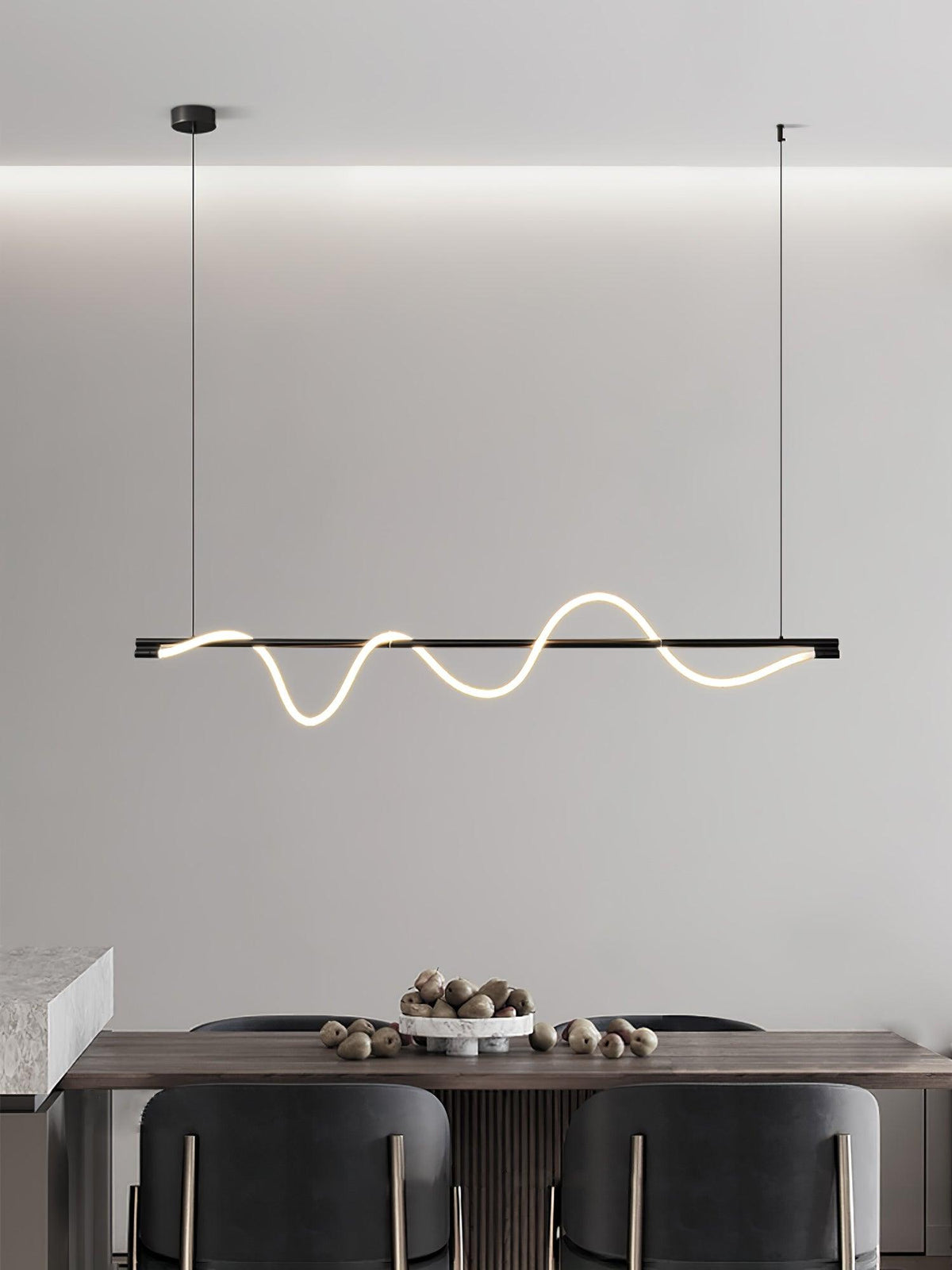 Linear Wave Pendant Light for Kitchen Island
