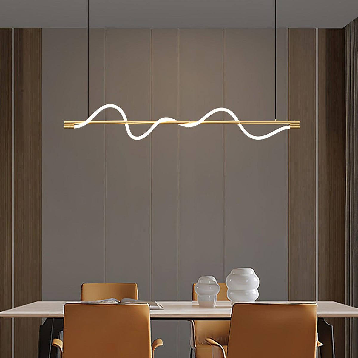 Linear Wave Pendant Light for Kitchen Island