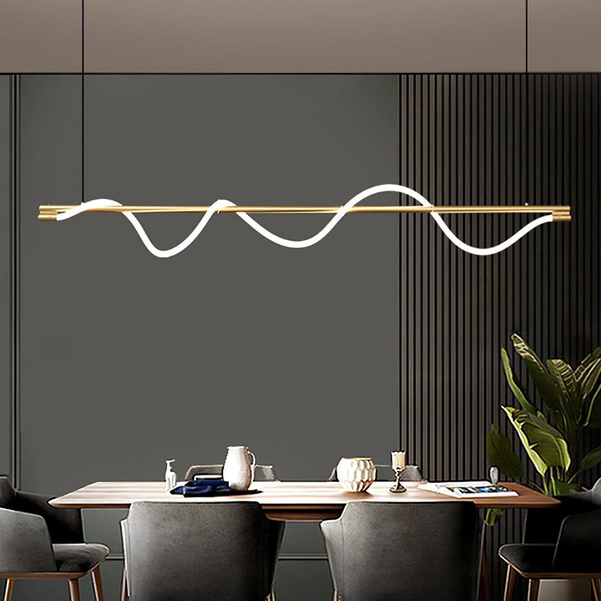 Linear Wave Pendant Light for Kitchen Island