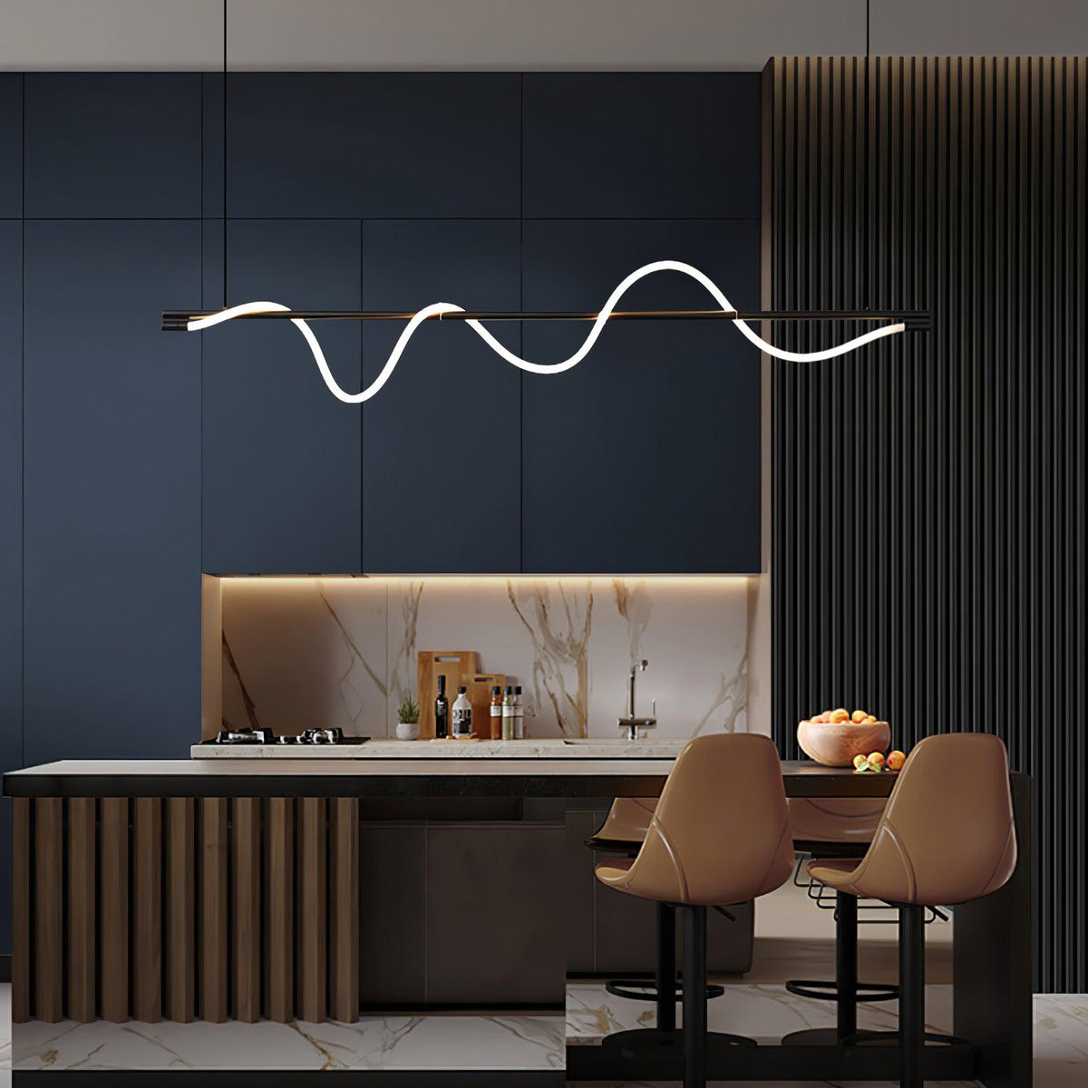 Linear Wave Pendant Light for Kitchen Island