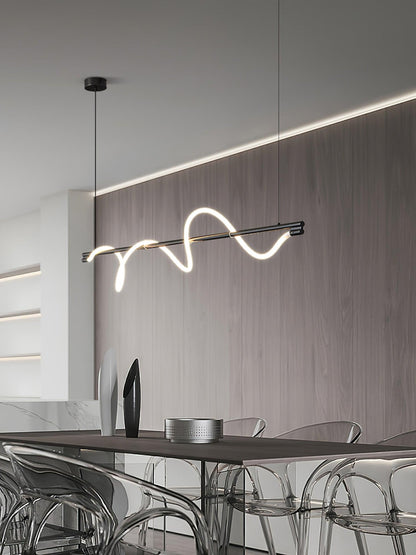 Linear Wave Pendant Light for Kitchen Island
