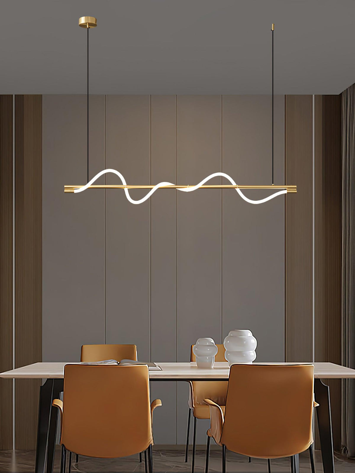 Linear Wave Pendant Light for Kitchen Island