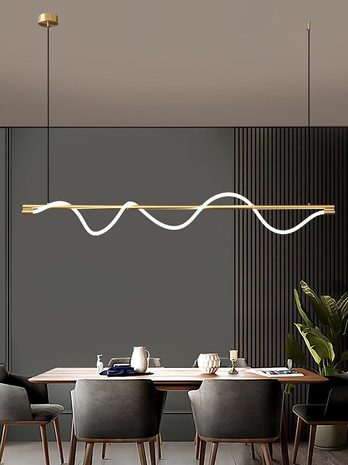 Linear Wave Pendant Light for Kitchen Island