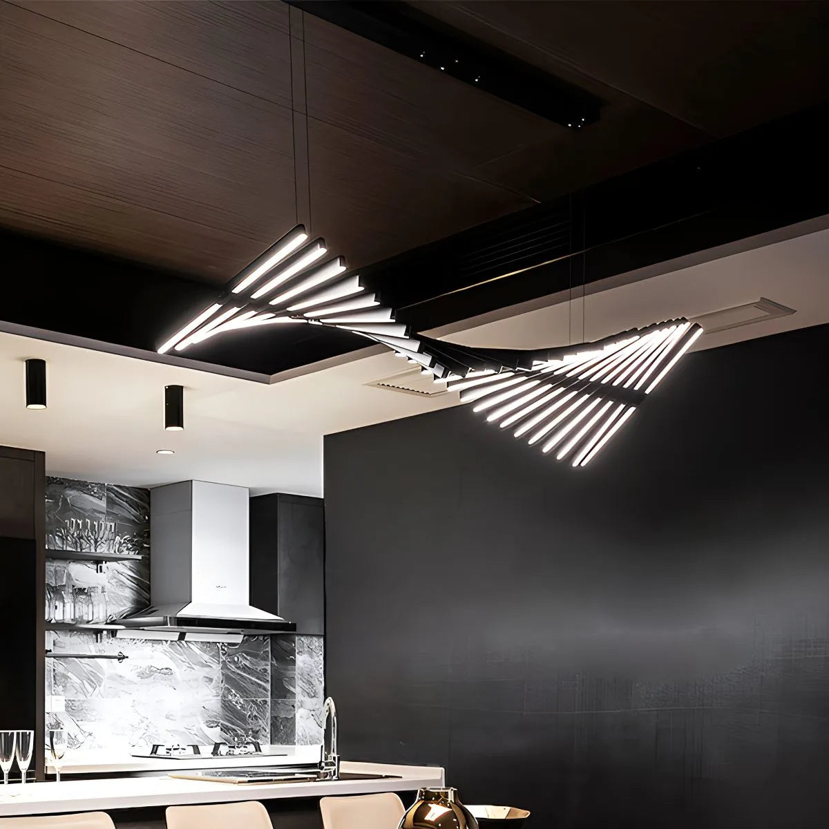 Fishbone Linear Chandelier for Dining Table and Kitchen Island