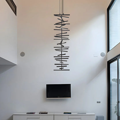 Nuvlight Linear Fish Bone Modeling Chandelier Vertical Stepless Dimming