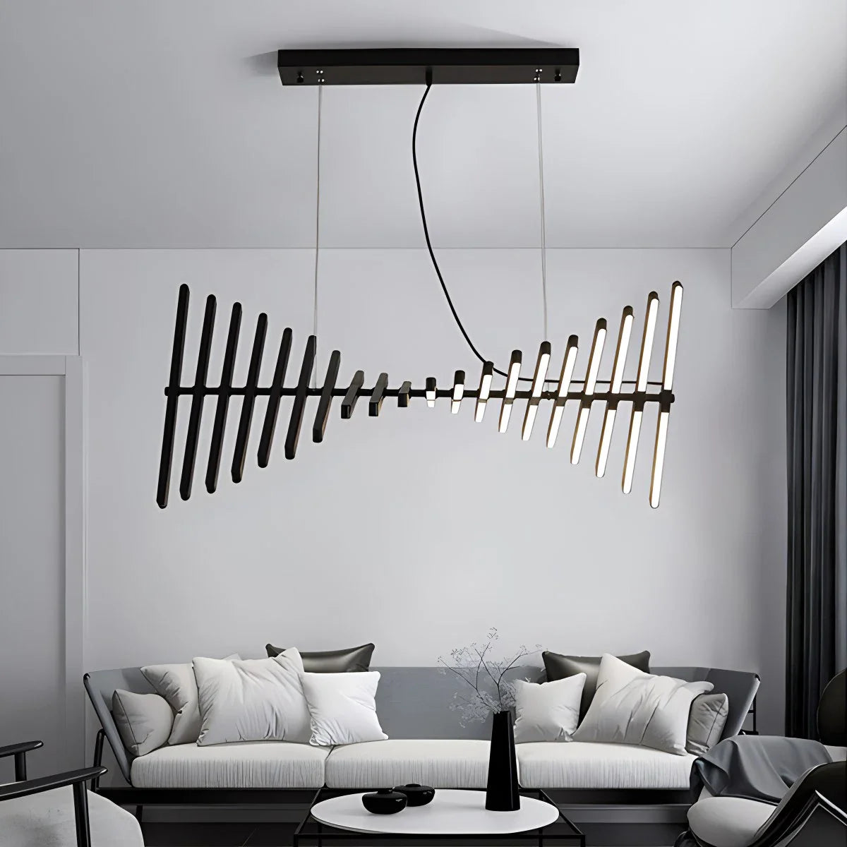 Nuvlight Linear Fish Bone Modeling Chandelier Level Stepless Dimming