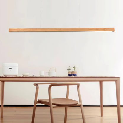 Linear Wood Pendant Light for Kitchen Island