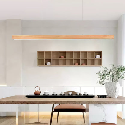 Linear Wood Pendant Light for Kitchen Island