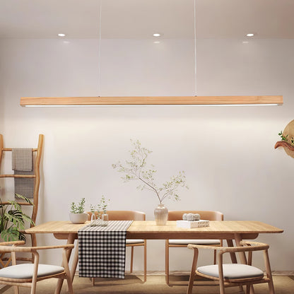 Linear Wood Pendant Light for Kitchen Island