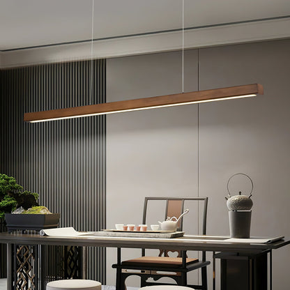 Linear Wood Pendant Light for Kitchen Island
