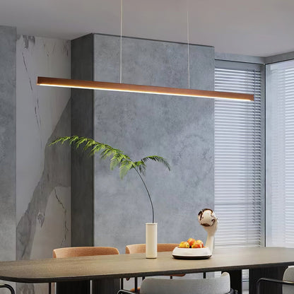 Linear Wood Pendant Light for Kitchen Island