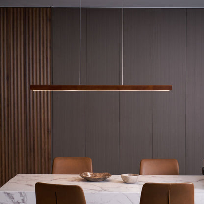 Linear Wood Pendant Light for Kitchen Island