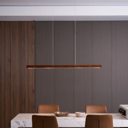Linear Wood Pendant Light for Kitchen Island