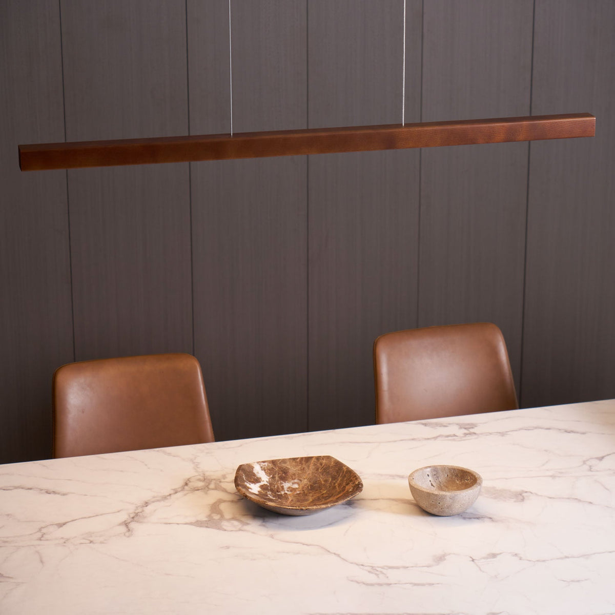 Linear Wood Pendant Light for Kitchen Island