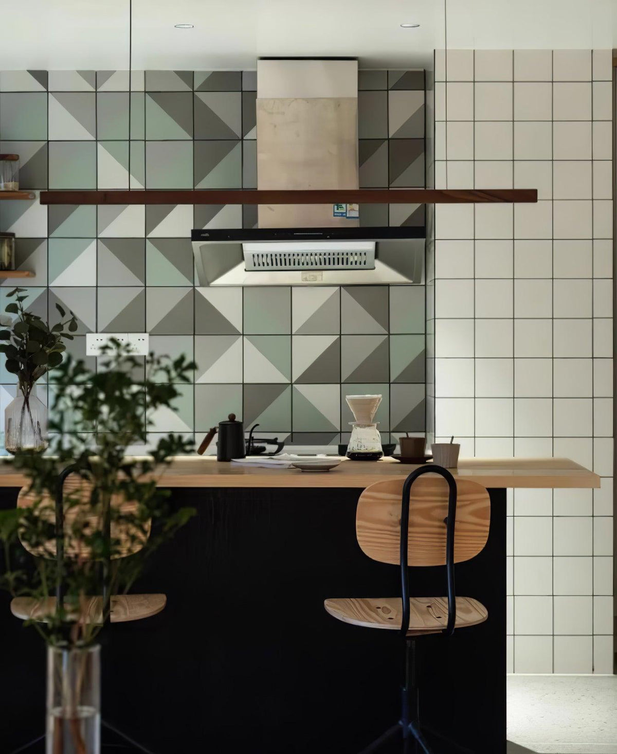 Linear Wood Pendant Light for Kitchen Island