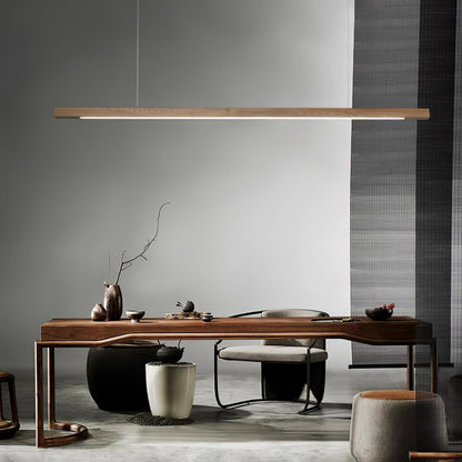 Linear Wood Pendant Light for Kitchen Island