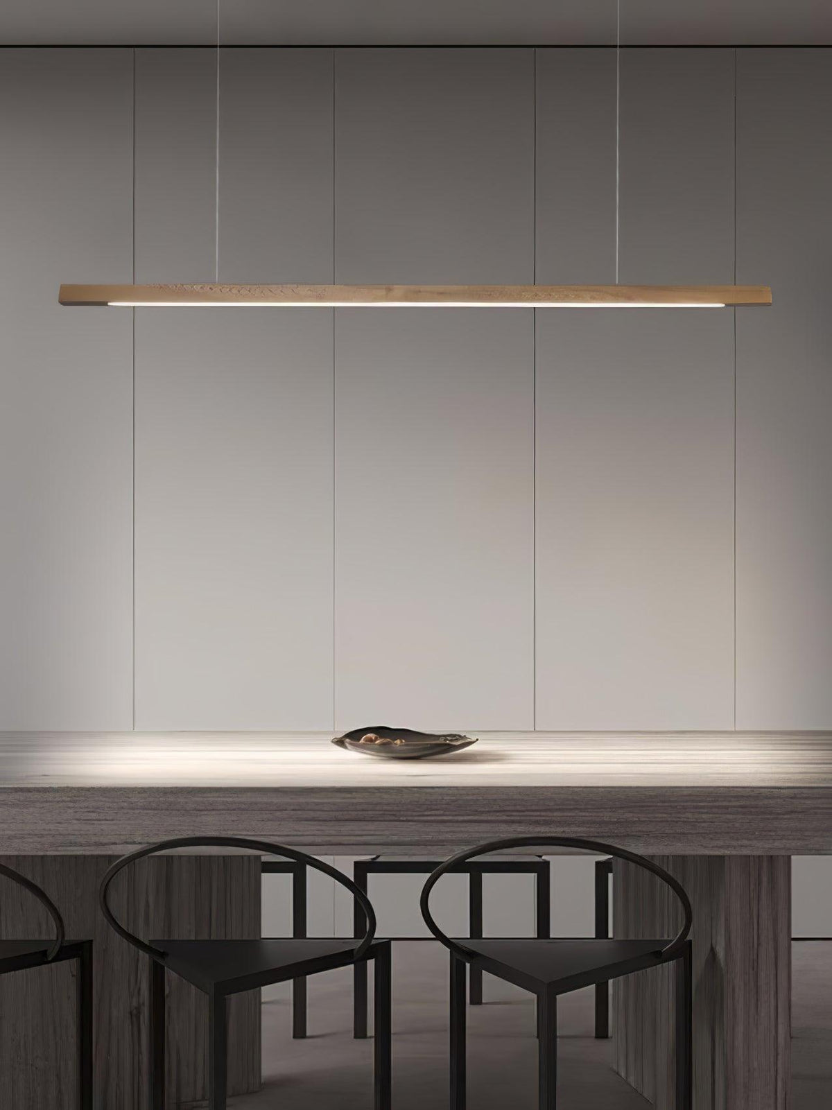 Linear Wood Pendant Light for Kitchen Island