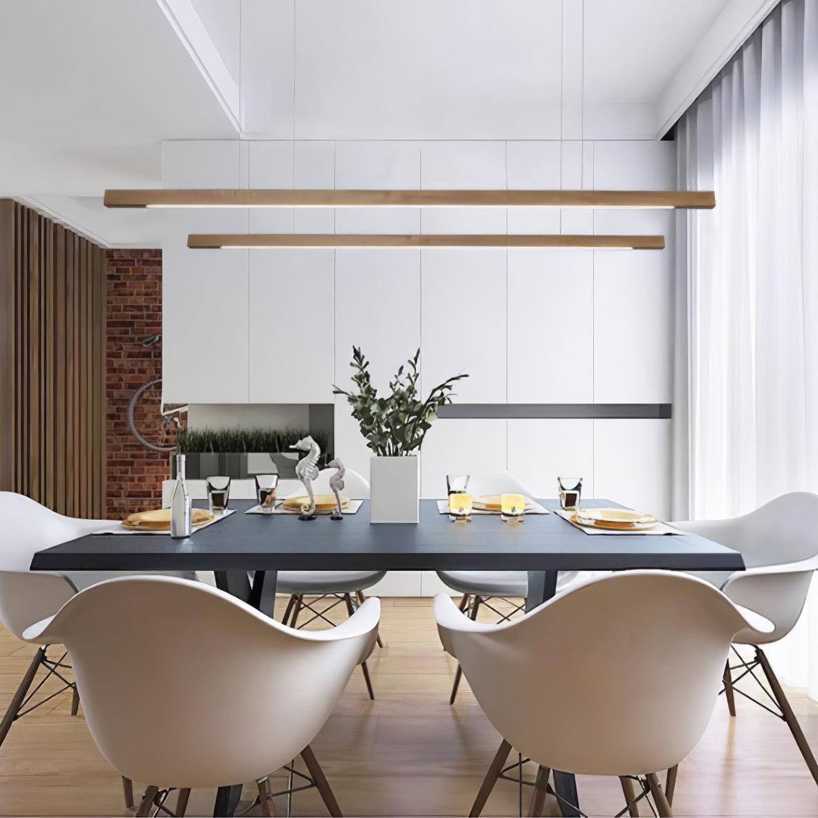 Linear Wood Pendant Light for Kitchen Island