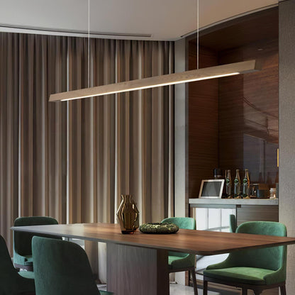 Linear Wood Pendant Light for Kitchen Island