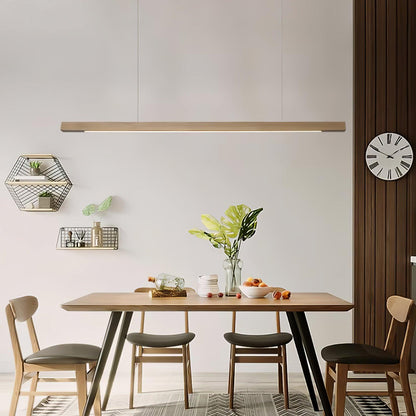 Linear Wood Pendant Light for Kitchen Island