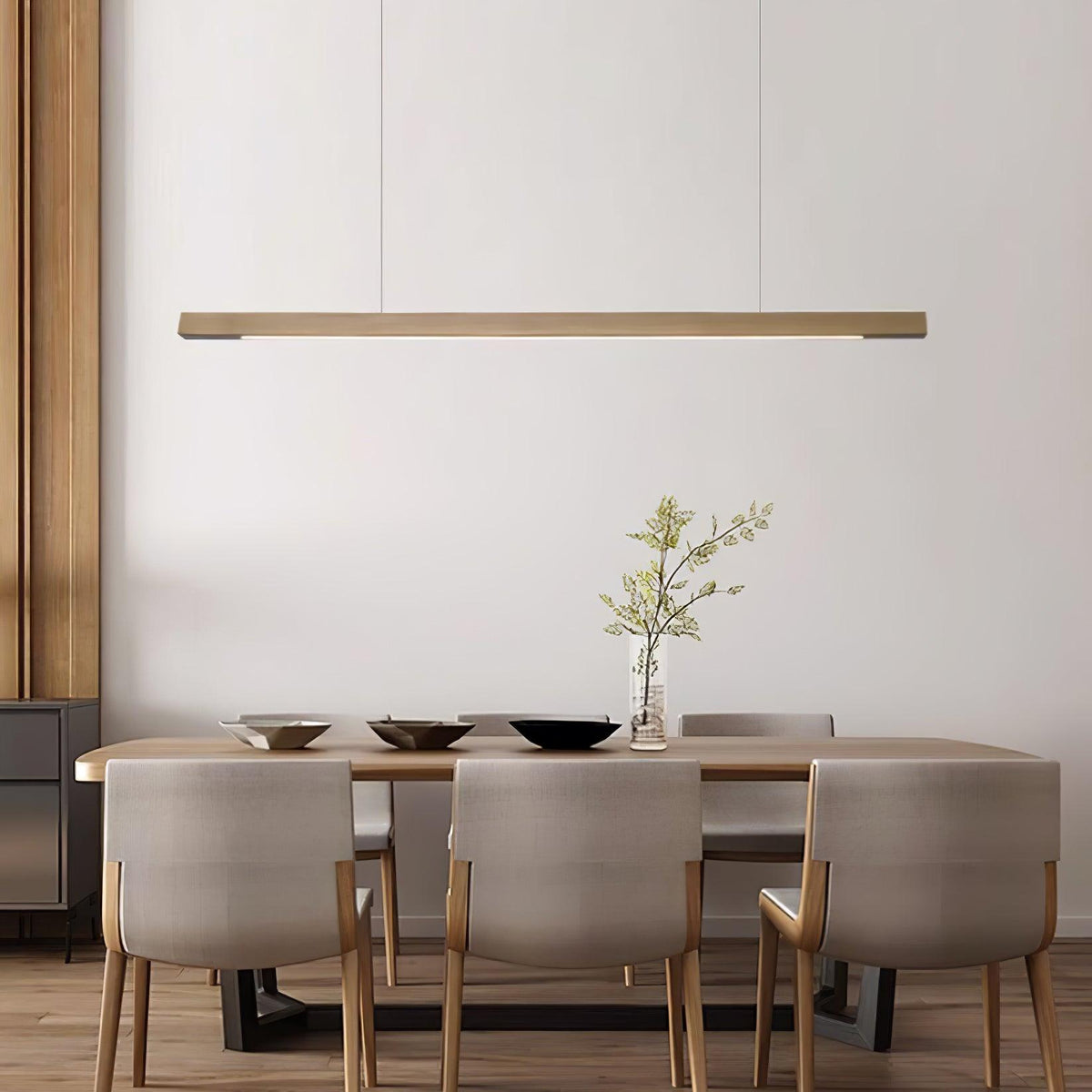 Linear Wood Pendant Light for Kitchen Island