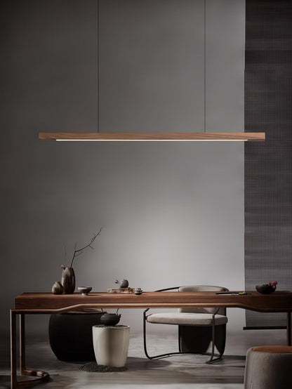 Linear Wood Pendant Light for Kitchen Island