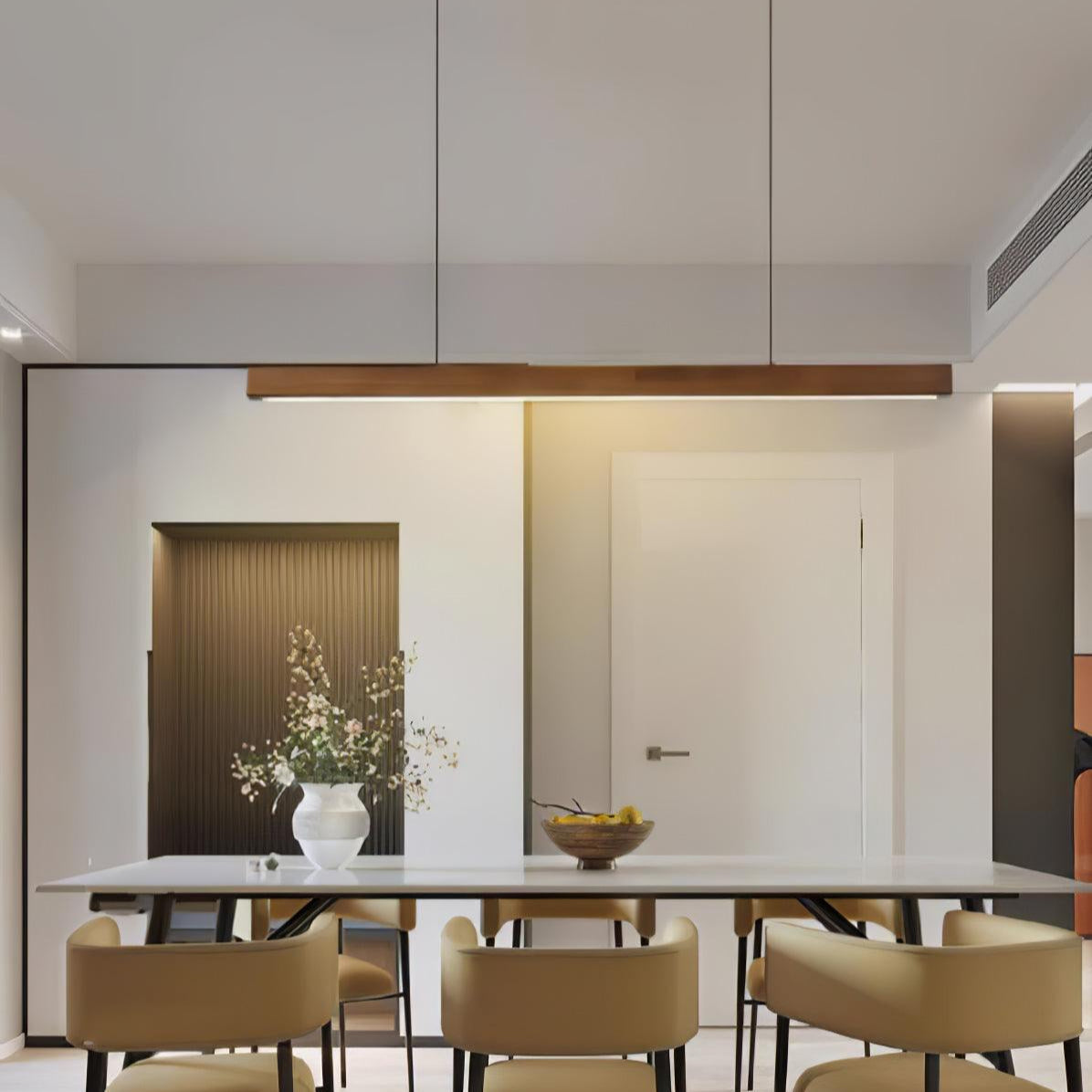 Linear Wood Pendant Light for Kitchen Island