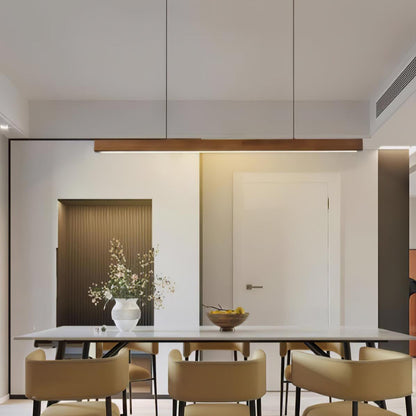 Linear Wood Pendant Light for Kitchen Island