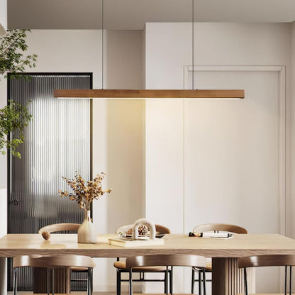 Linear Wood Pendant Light for Kitchen Island