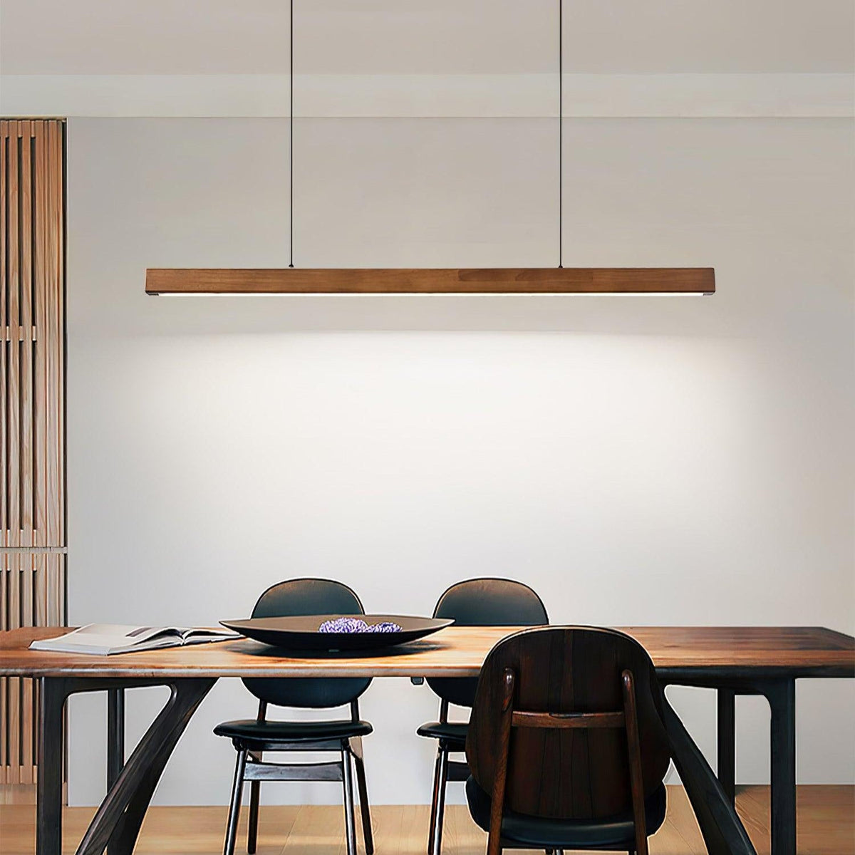 Linear Wood Pendant Light for Kitchen Island