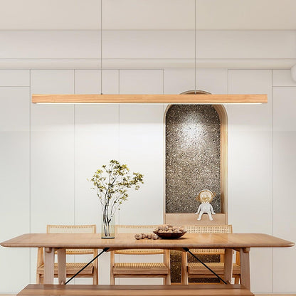 Linear Wood Pendant Light for Kitchen Island