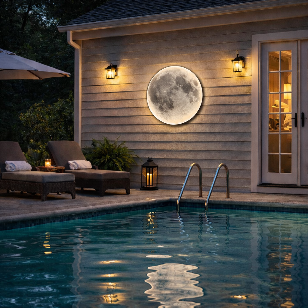 Nuvlight, Waterproof Outdoor Moon Sconce for Patio Garden & Bathroom