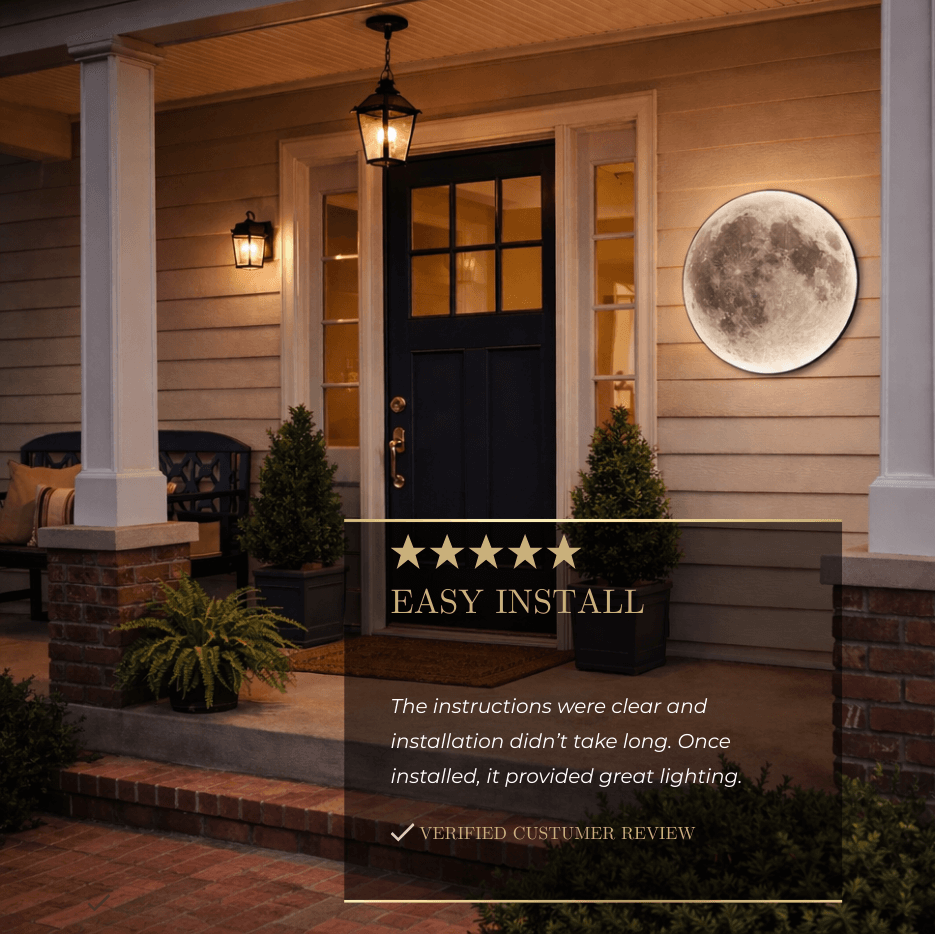Moon Wall Light Luna, Waterproof Outdoor Moon Sconce for Patio Garden & Bathroom