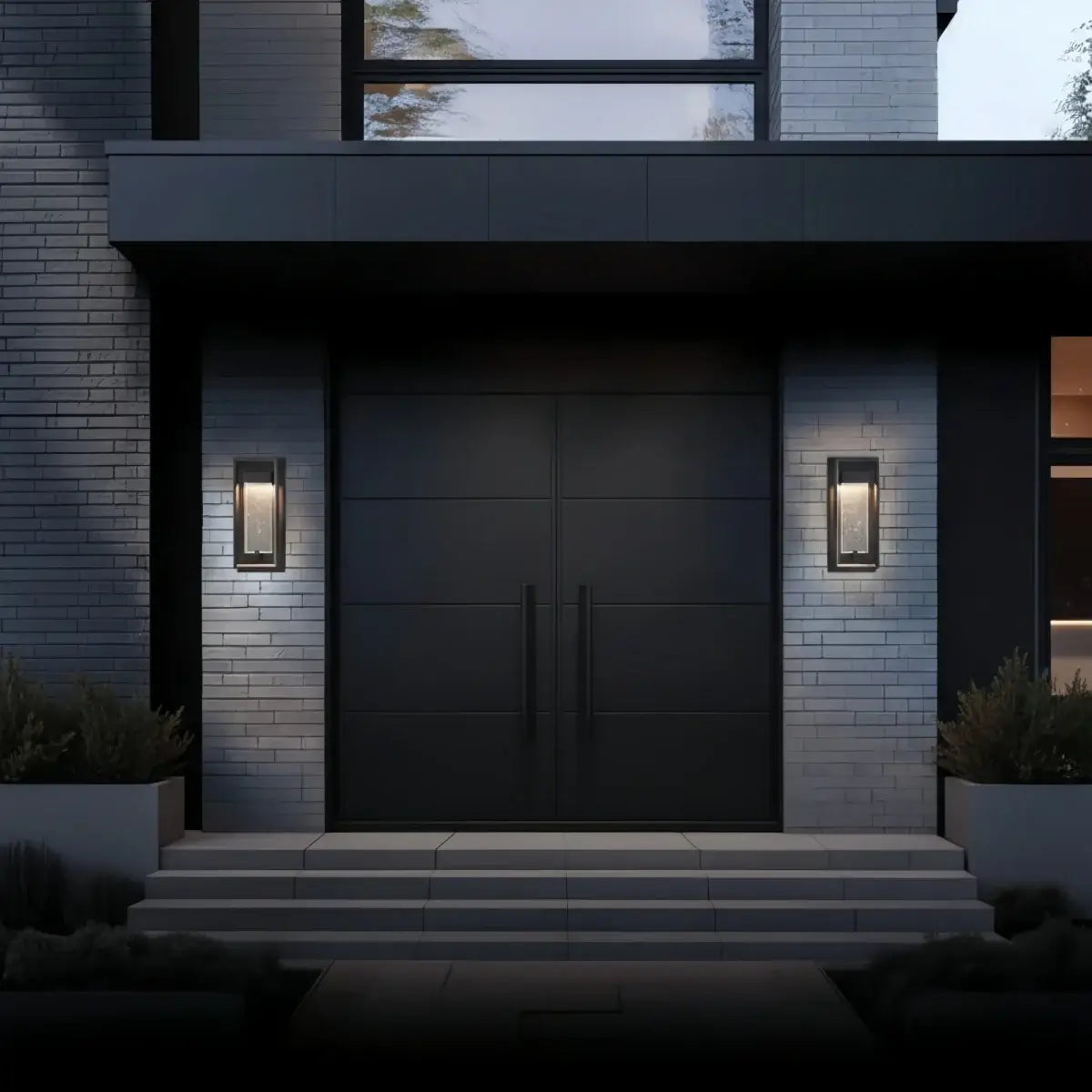 Arcato Modern Outdoor Wall Sconce, Black Stainless Steel Open Frame Light for Patio/Entryway