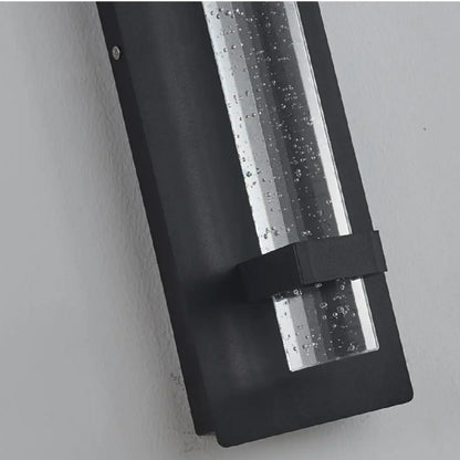 Arcato Modern Outdoor Wall Sconce – Black Stainless Steel Crystal Accents Starry Glow for Entryway