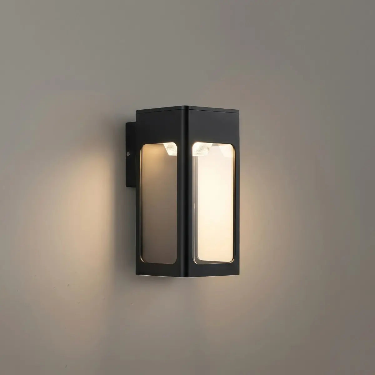 Irondale Modern Outdoor Wall Sconce – Metal Lantern with Sensor for Exterior Wall