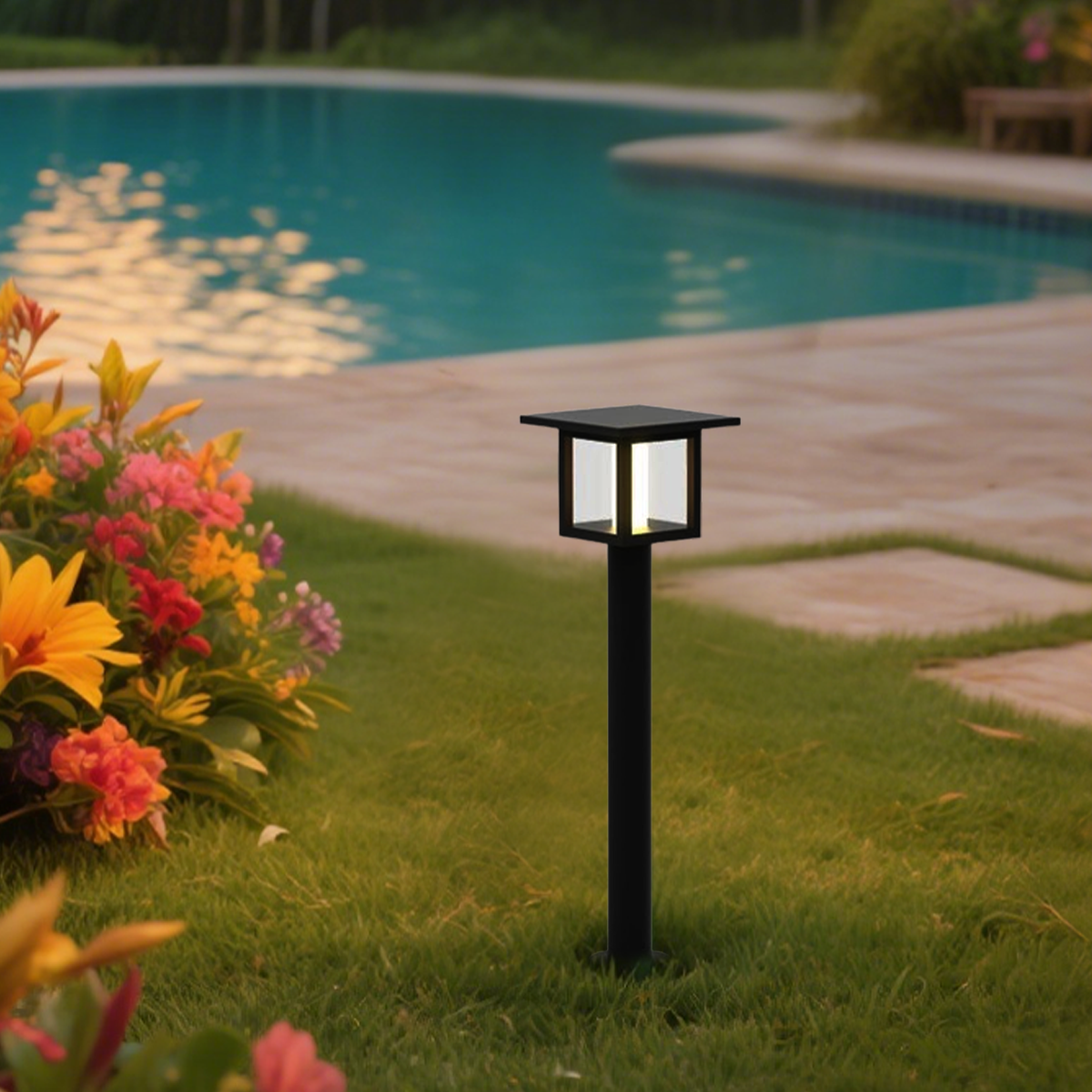 Arcato Modern Solar Pathway Lights  - Black Metal Lantern Design for Outdoor
