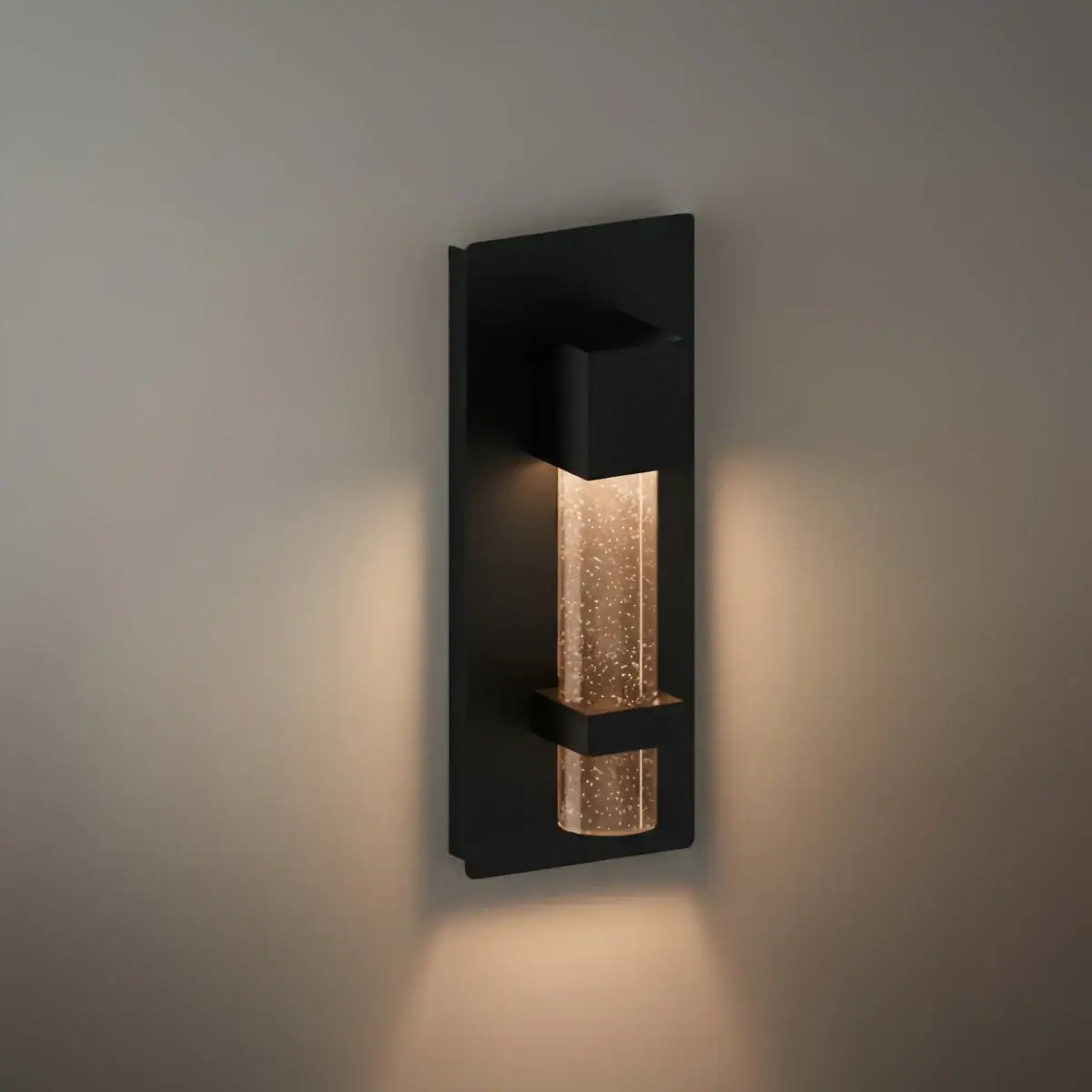 Arcato Modern Outdoor Wall Sconce – Black Stainless Steel Crystal Accents Starry Glow for Entryway