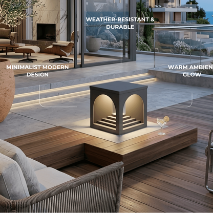 Arcato Minimalist Pier-Mount Pillar Light - Black Metal for Outdoor