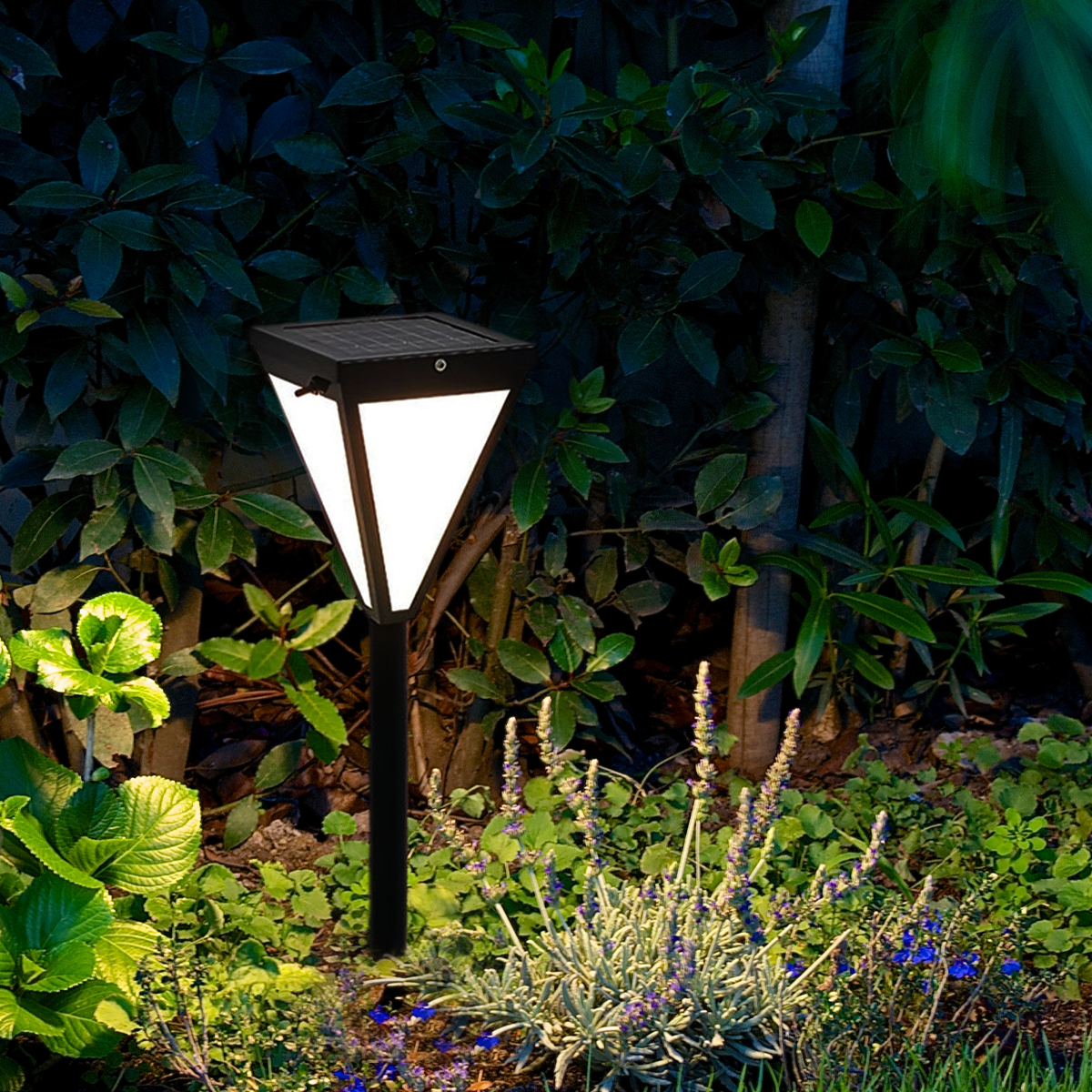 Arcato Modern Solar Outdoor Path Light -  Black Metal Design