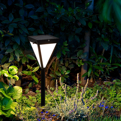 Arcato Modern Solar Outdoor Path Light -  Black Metal Design