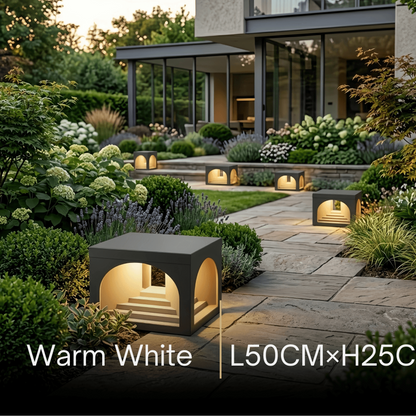Arcato Minimalist Pier-Mount Pillar Light - Black Metal for Outdoor