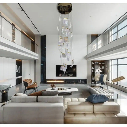 Zephyr LED Chandelier | Modern Acrylic Sculptural Pendant Light